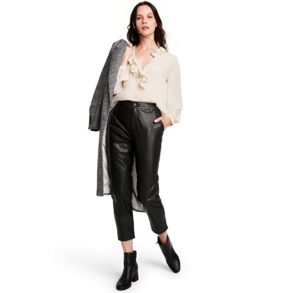 Nili Lotan x Target Faux Leather High Rise Ankle Skinny Pants Black Sz 4 - Picture 2 of 14